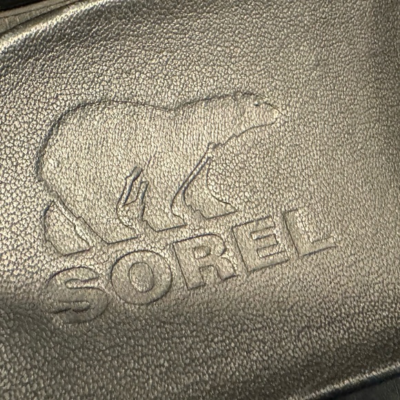 Sorel Black Pebbled Leather Roaming Decon Slides Sandals Size 8.5 - Picture 2 of 5